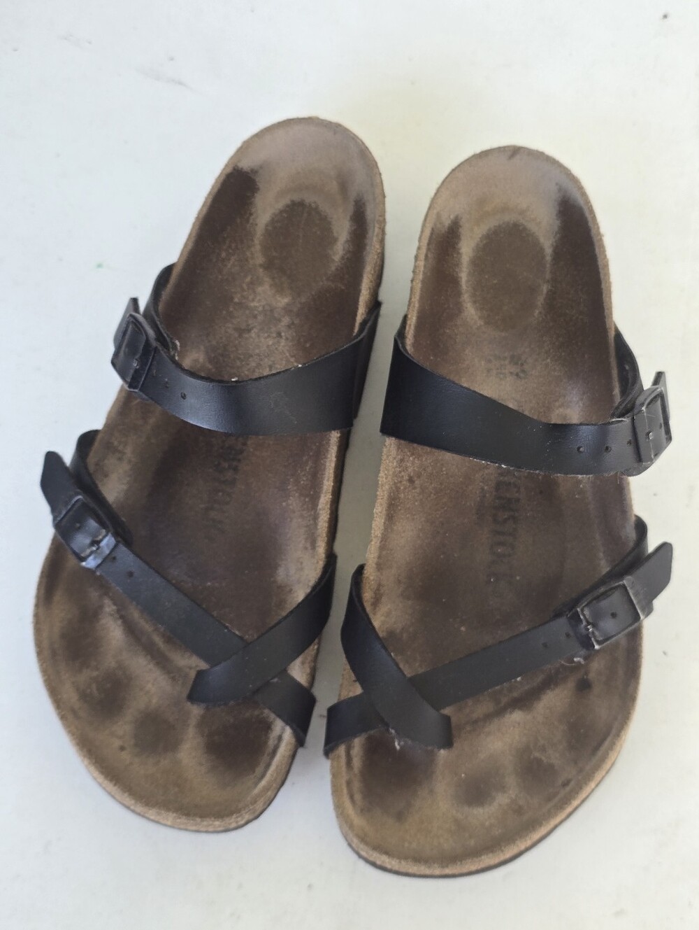 Birkenstock Mayari Black Two Strap Toe Loop Cork Footbed Sandals Size 9 Casual